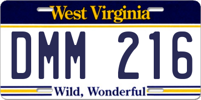 WV license plate DMM216