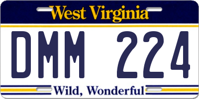 WV license plate DMM224