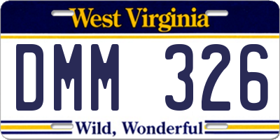 WV license plate DMM326