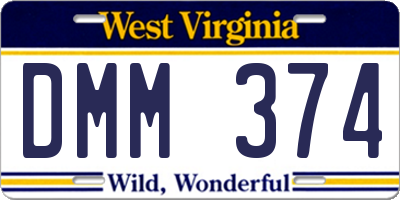 WV license plate DMM374
