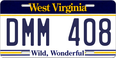 WV license plate DMM408