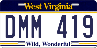 WV license plate DMM419