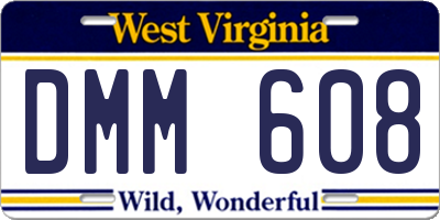 WV license plate DMM608