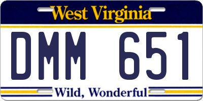 WV license plate DMM651