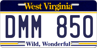 WV license plate DMM850