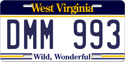 WV license plate DMM993
