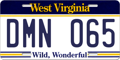 WV license plate DMN065