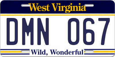 WV license plate DMN067