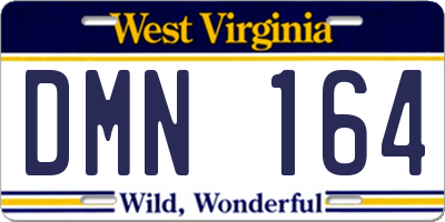 WV license plate DMN164