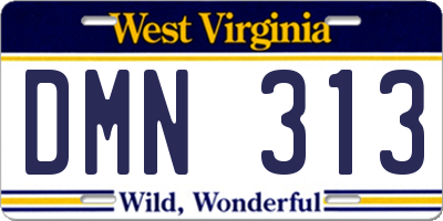 WV license plate DMN313