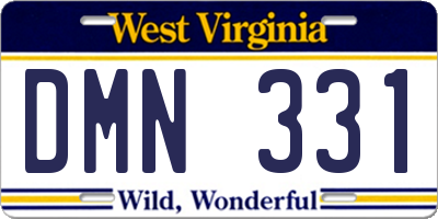 WV license plate DMN331