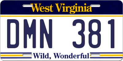 WV license plate DMN381