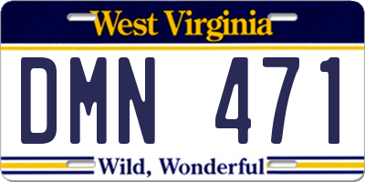 WV license plate DMN471