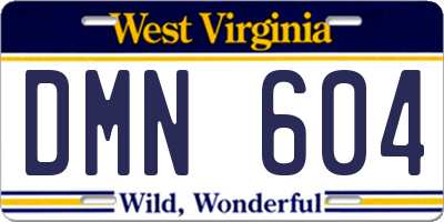 WV license plate DMN604