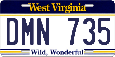 WV license plate DMN735