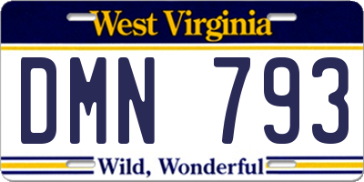 WV license plate DMN793