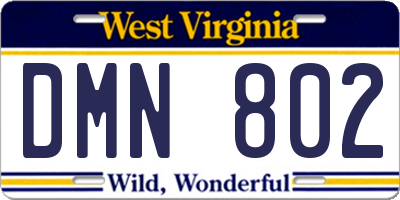 WV license plate DMN802