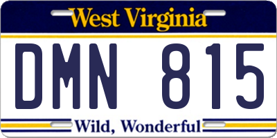 WV license plate DMN815