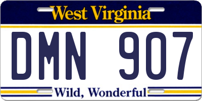 WV license plate DMN907