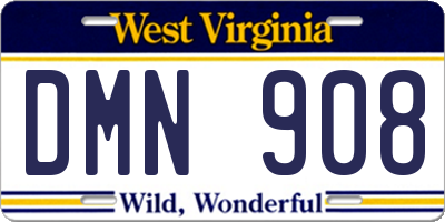 WV license plate DMN908