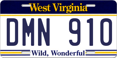 WV license plate DMN910