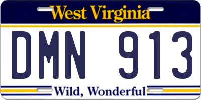 WV license plate DMN913