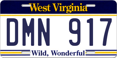 WV license plate DMN917