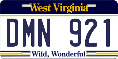 WV license plate DMN921