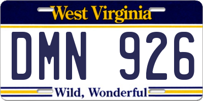 WV license plate DMN926