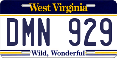 WV license plate DMN929