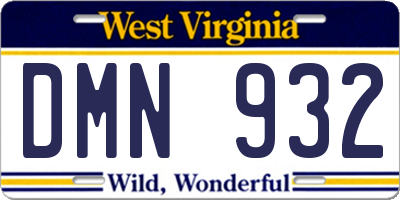 WV license plate DMN932