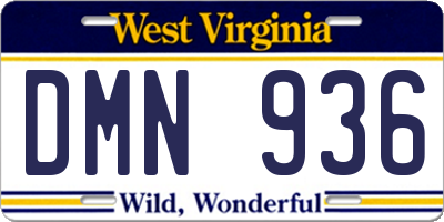 WV license plate DMN936