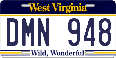 WV license plate DMN948