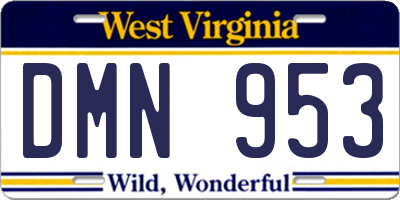 WV license plate DMN953