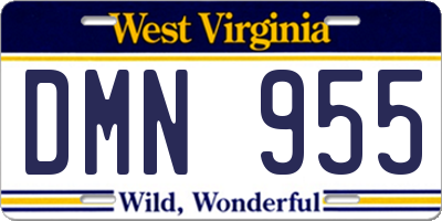 WV license plate DMN955