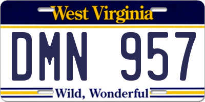 WV license plate DMN957