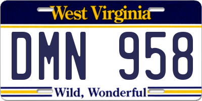 WV license plate DMN958