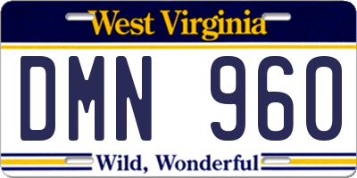 WV license plate DMN960