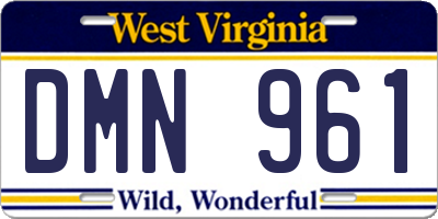 WV license plate DMN961