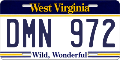 WV license plate DMN972