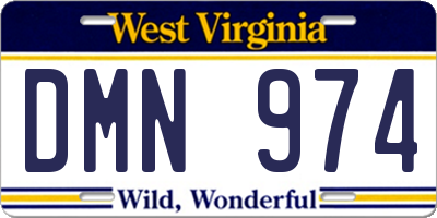 WV license plate DMN974