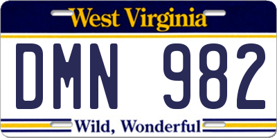 WV license plate DMN982