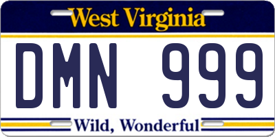 WV license plate DMN999