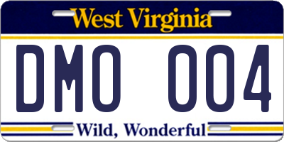 WV license plate DMO004