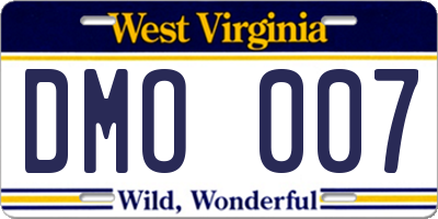 WV license plate DMO007