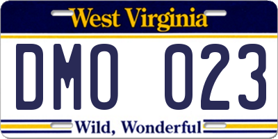 WV license plate DMO023