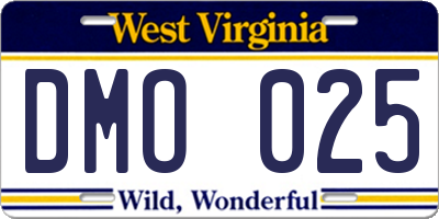 WV license plate DMO025