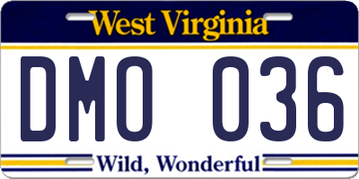 WV license plate DMO036