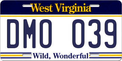 WV license plate DMO039