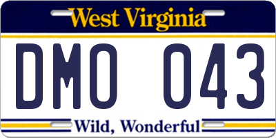 WV license plate DMO043